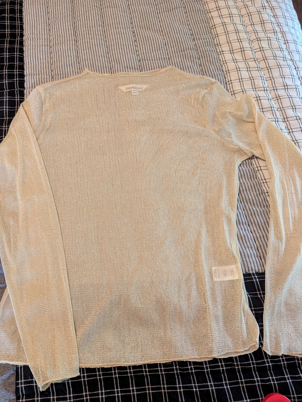 DavisDani Sheer Sparkling Gold/Tan Long Sleeve